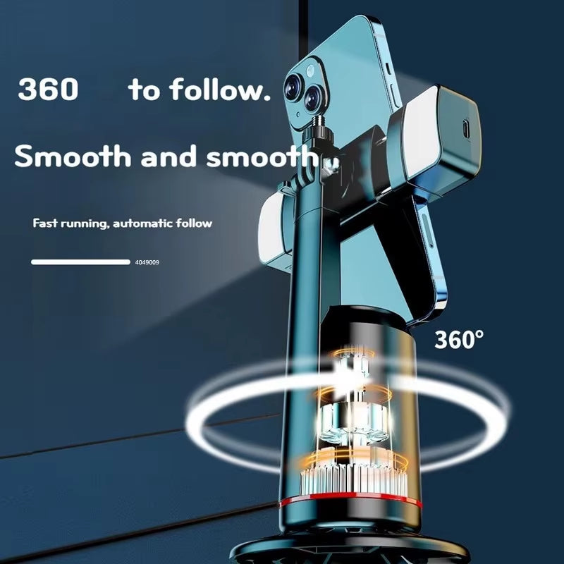 360° Rotation Gimbal Stabilizer Tripod Selfie Stick Desktop Face Tracking with Bluetooth Remote Shutter Light Holder