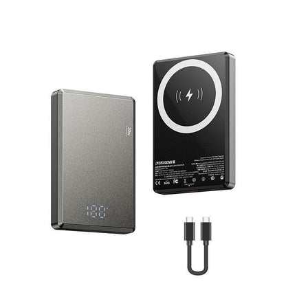 20W Magnetic Wireless Fast Charging Power Bank, 1 Count Portable Magnetic Wireless Charger with Digital Display, USB-C Data Cable Power Bank for Iphone Android Samsung