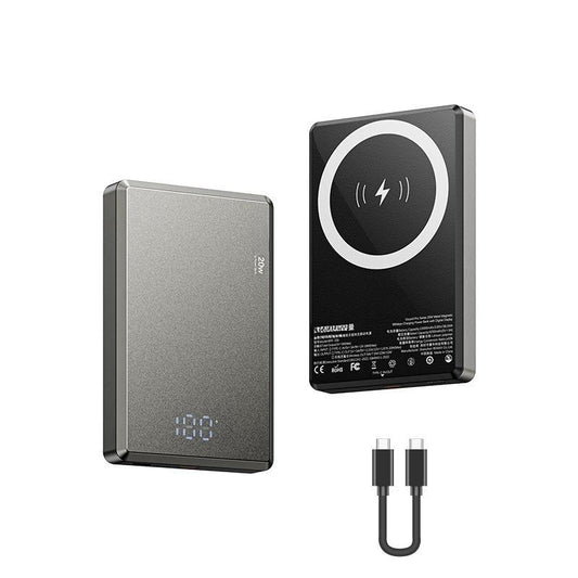 20W Magnetic Wireless Fast Charging Power Bank, 1 Count Portable Magnetic Wireless Charger with Digital Display, USB-C Data Cable Power Bank for Iphone Android Samsung